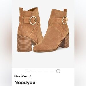 Nine West Needyou Ankle Boots With Block Heel - size 7.5